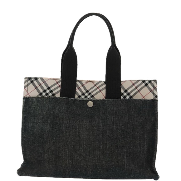 BURBERRY Blue Label Tote Bag Canvas Silver Black Auth 96669 - Picture 13 of 16